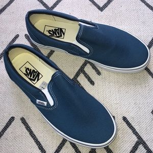 Blue vans slip ons